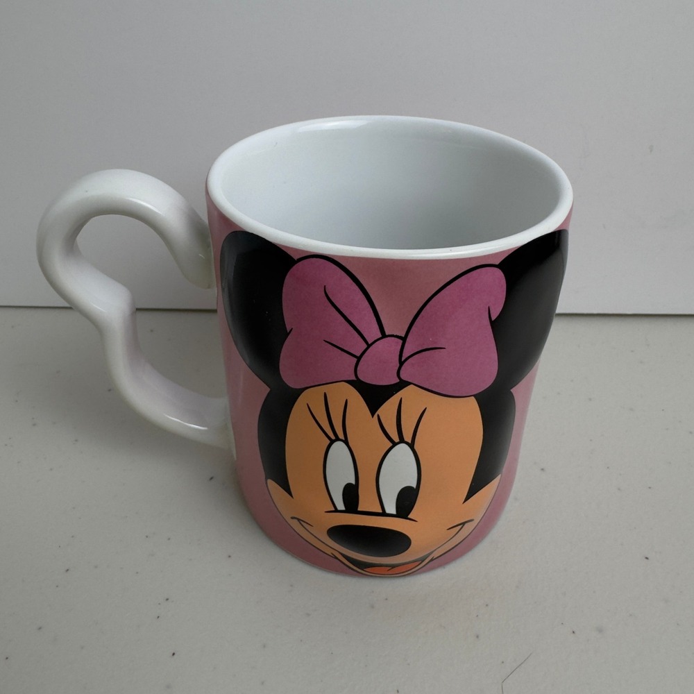 Disney Minnie Mouse Coffee Mug Pink Heart Handle Monogram International Ceramic